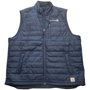 Carhartt United Airlines Insulated Navy Blue Zipper Gilliam Vest Jacket Men 2XLT
